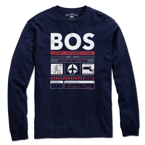 BOS Airport Code T-Shirt Online Hot Sale