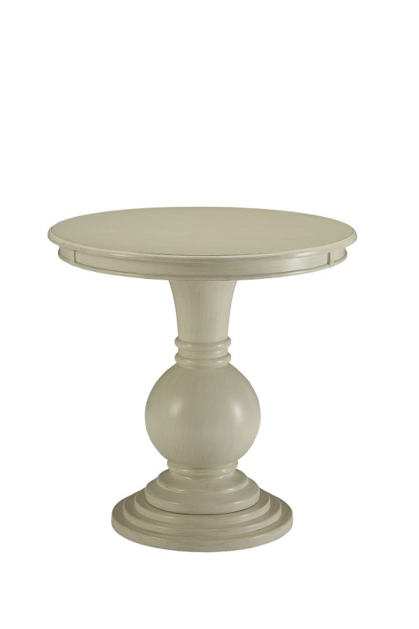 26  White Solid And Manufactured Wood Round End Table For Sale