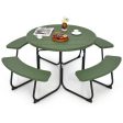 8-Person Outdoor Picnic Table and Bench Set with Umbrella Hole-Green Online