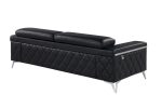 89  Black Italian Leather Sofa With Silver Legs Online now