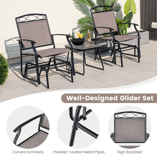 Set of 2 Outdoor Metal Glider Armchairs with Weather-resistant Fabric Fashion