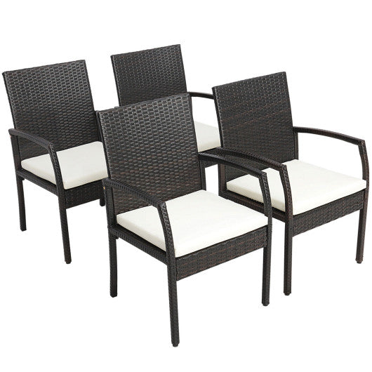 4 Pieces Patio Wicker Dining Armchair Set with Soft Zippered Cushion-Set of 4 Discount