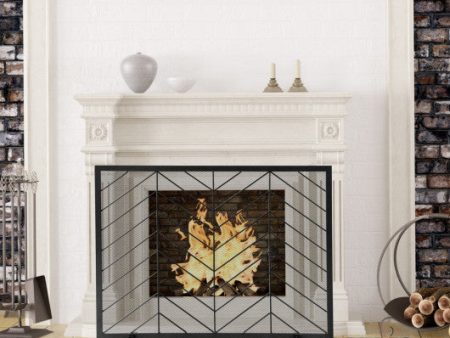 38 x 31 Inch Single Panel Fireplace Screen-Black Online Hot Sale