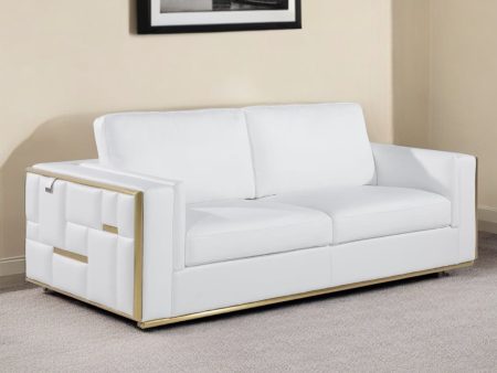 89  White Italian Leather Sofa With Brass Legs Online now