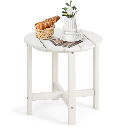 18 Inch Round Weather-Resistant Adirondack Side Table-White Fashion