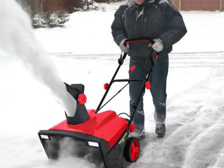 20 Inch 120V 15Amp Electric Snow Thrower with 180° Rotatable Chute-Red Sale