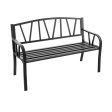 Patio Garden Bench with Metal Frame and Slatted Seat-Black on Sale