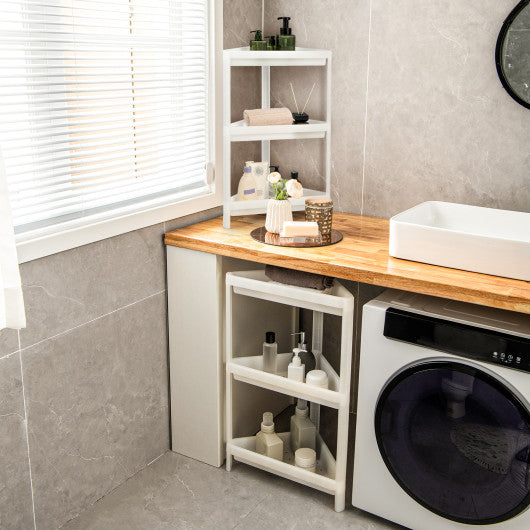 2 Pack 3-Tier Detachable Floor Corner Shower Shelf with Drainage Holes-White Sale