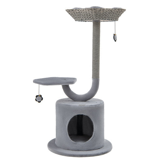 42  Tall Cat Tower with Curved Metal Supporting Frame for Large & Small Cats-Gray Sale