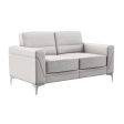 63  Light Gray And Silver Faux Leather Loveseat Supply