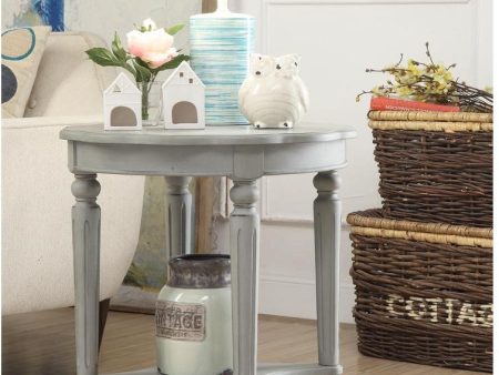 24  Off White Solid Wood Oval End Table With Shelf Discount