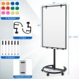 Height-Adjustable Mobile Whiteboard with Round Stand Paper Clips-Black Hot on Sale