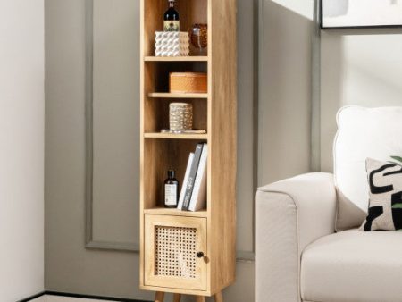 4 Tiers Rattan Storage Cabinet with Slim Design-Natural Supply