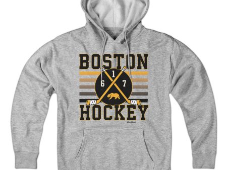 Boston Hockey Crossed Sticks Hoodie For Cheap