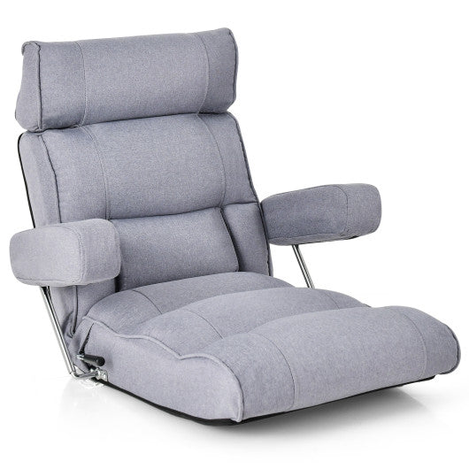 Adjustable Folding Sofa Chair with 6 Position Stepless Back-Gray Hot on Sale