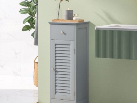 Woodern Bathroom Floor Storage Cabinet with Drawer and Shutter Door-Gray Hot on Sale