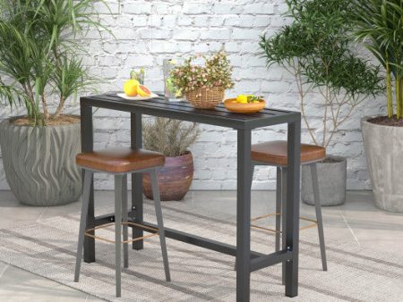 48 55 Inch Outdoor Bar Table with Waterproof Top and Heavy-duty Metal Frame-M For Discount