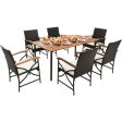 5 7-Piece Outdoor Dining Set with Acacia Wood Table-6 Pieces + Discount