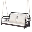 880LBS Wicker Hanging Porch Swing with Cushions-White Supply