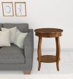 24  Brown Solid Wood Round End Table With Shelf Sale