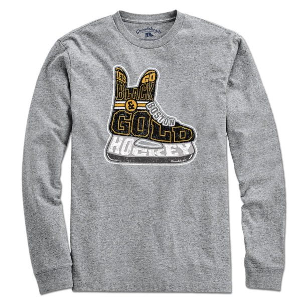 Black & Gold Boston Hockey Skate T-Shirt For Discount