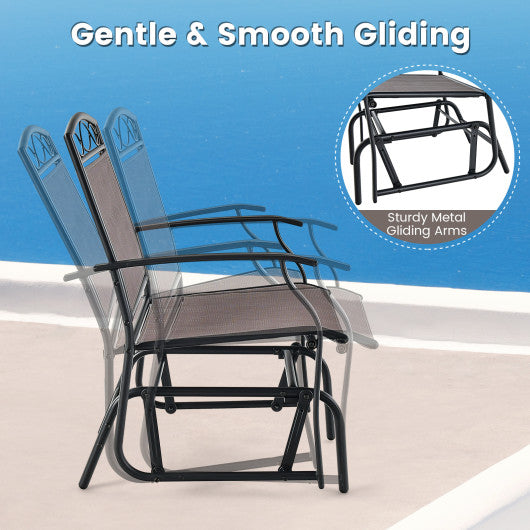 Set of 2 Outdoor Metal Glider Armchairs with Weather-resistant Fabric Fashion