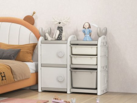 31 Inch Toy Chest and Bookshelf for Toddlers with Enclosed Cabinets and Pull-out Drawers Online now