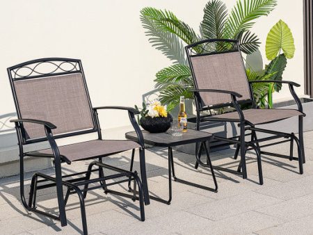 Set of 2 Outdoor Metal Glider Armchairs with Weather-resistant Fabric Fashion