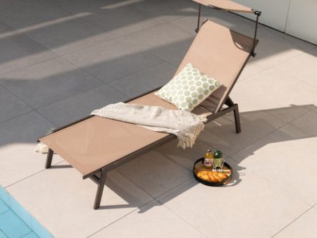 Outdoor Chaise Lounge Chair with Sunshade and 6 Adjustable Position-Brown For Discount