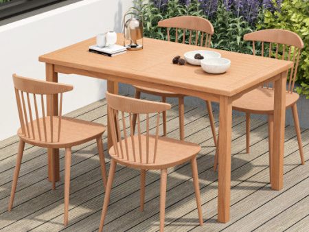 49 Inch Rectangle Patio Teak Wood Dining Table with Slatted Tabletop Up to 6 on Sale