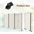 3 Panel Folding Room Divider with Lockable Wheels-White Supply