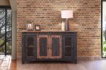 60  Black Solid Wood Cabinet Enclosed Storage Distressed TV Stand Sale