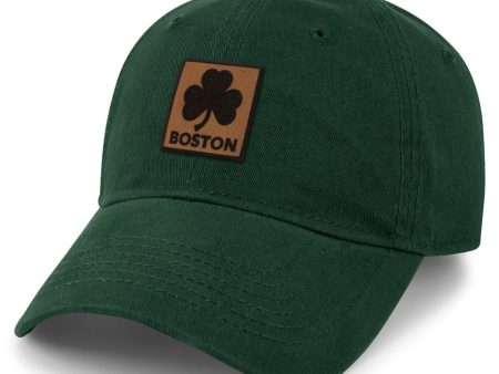 Boston Shamrock Leather Patch Dad Hat Hot on Sale