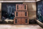 60  Brown Solid Wood Cabinet Enclosed Storage Distressed TV Stand Sale