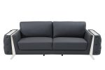 90  Gray Italian Leather Sofa With Silver Legs Online Sale