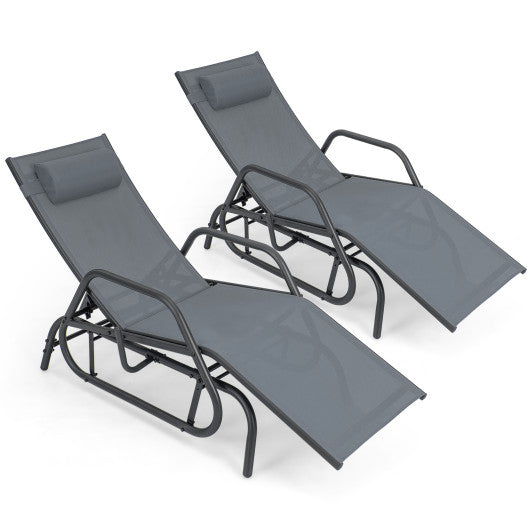 Outdoor Chaise Lounge Glider Chair with Armrests and Pillow-Gray Online