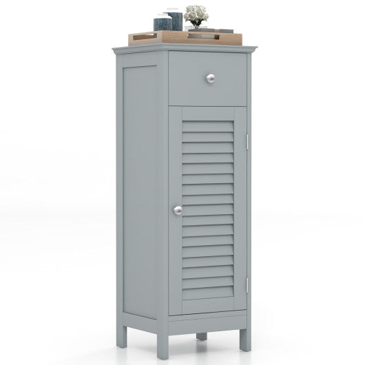 Woodern Bathroom Floor Storage Cabinet with Drawer and Shutter Door-Gray Hot on Sale