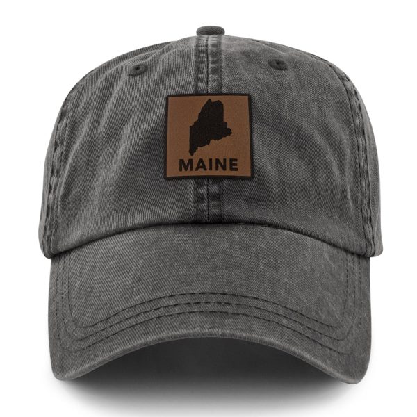 Maine Leather Patch Washed Dad Hat Discount