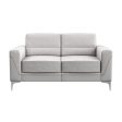 63  Light Gray And Silver Faux Leather Loveseat Supply