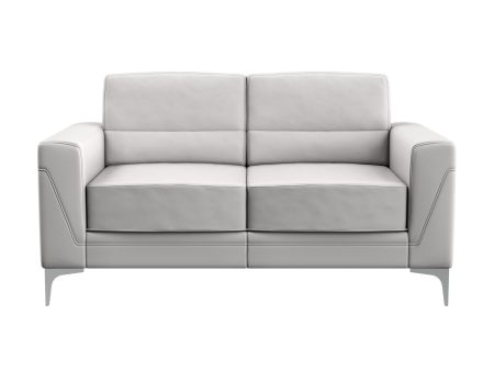 63  Light Gray And Silver Faux Leather Loveseat Supply