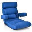 Adjustable Folding Sofa Chair with 6 Position Stepless Back-Blue on Sale