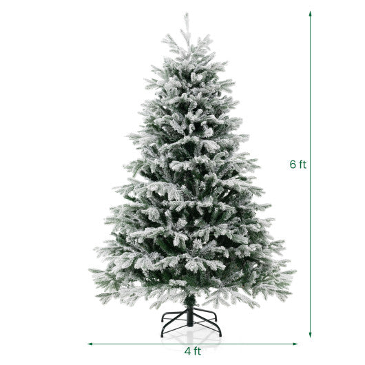 4.5 6 7 FT Artificial Pre-Lit Christmas Tree Hinged Xmas Tree with Warm White LED lights-6 ft Hot on Sale