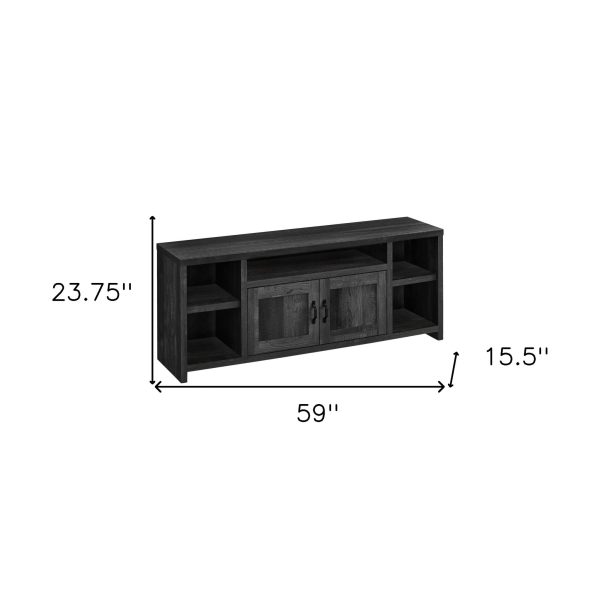 59  Black Cabinet Enclosed Storage TV Stand Online