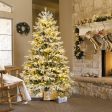 4.5 6 7 FT Artificial Pre-Lit Christmas Tree Hinged Xmas Tree with Warm White LED lights-6 ft Hot on Sale