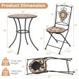 3 Pieces Patio Bistro Set with 1 Round Mosaic Table and 2 Folding Chairs Online Hot Sale