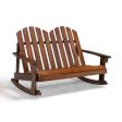 2 Person Adirondack Rocking Chair with Slatted seat-Brown Online now