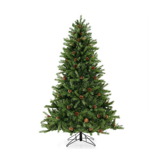 6 7 FT Artificial Christmas Tree with Pine Cones and Adjustable Brightness-6 ft Supply