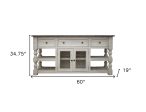 60  Ivory Solid Wood Open shelving Distressed TV Stand For Discount