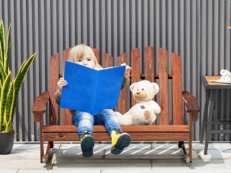 2 Person Adirondack Rocking Chair with Slatted seat-Brown Online now