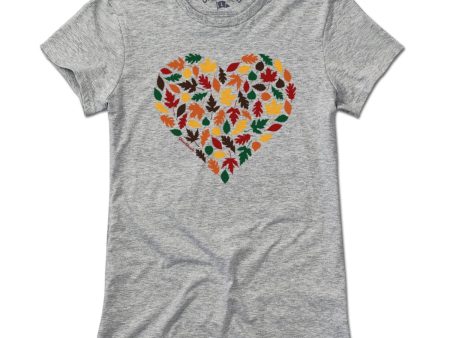 Fall Leaves Heart T-Shirt For Cheap